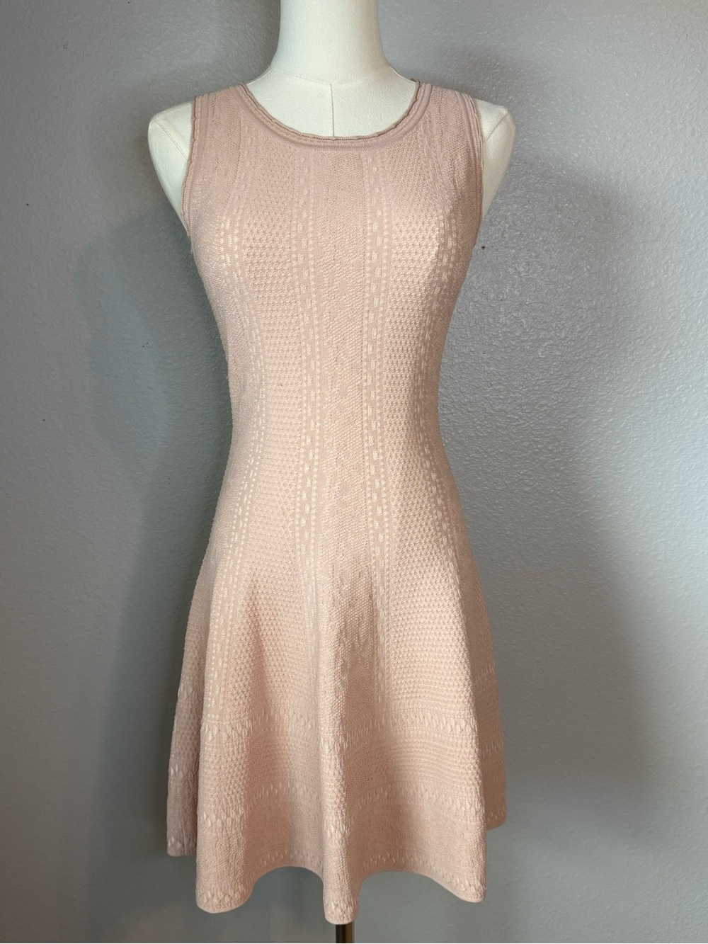 Bebe Blush Textured Fit & Flare Sweater Dress XS